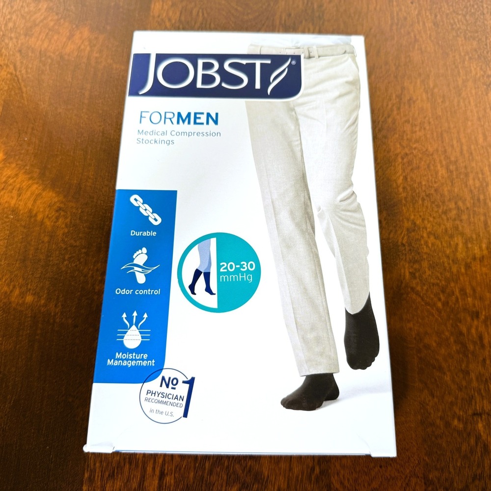 Jobst ForMen Compression Socks Black Knee-high 20-30 mmHg 115434 Large Open Toe